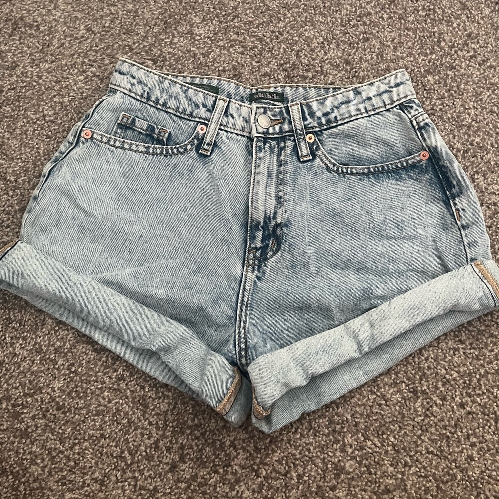 Cuffed Light Wash Denim Shorts